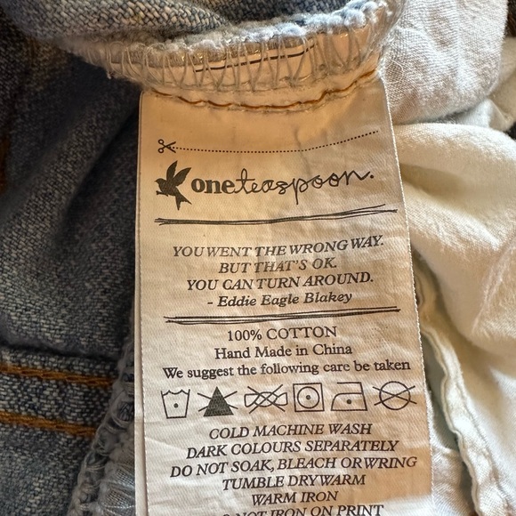 ONE TEASPOON Bandits Denim Distressed Shorts Button Fly Size 29 - Picture 6 of 8